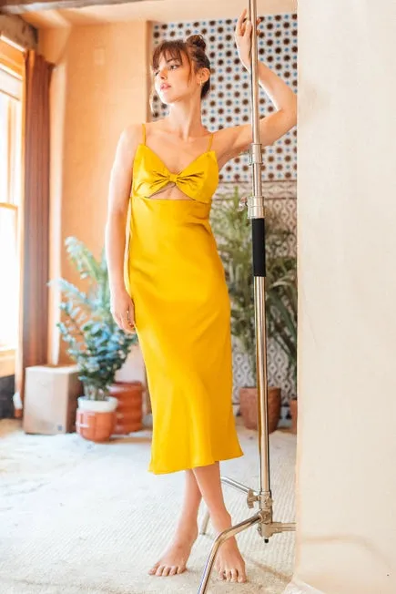 Fore Bow Front Saffron Midi Dress
