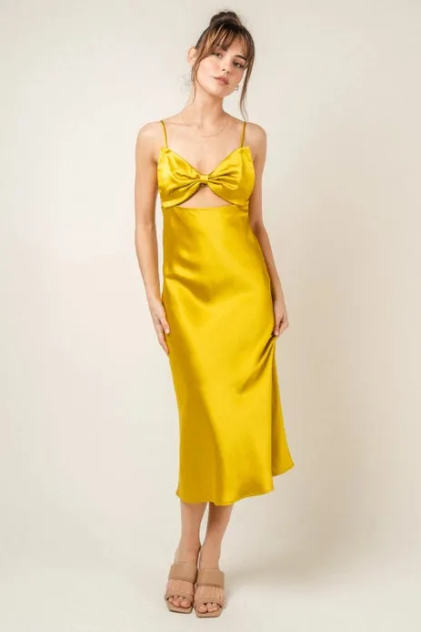 Fore Bow Front Saffron Midi Dress