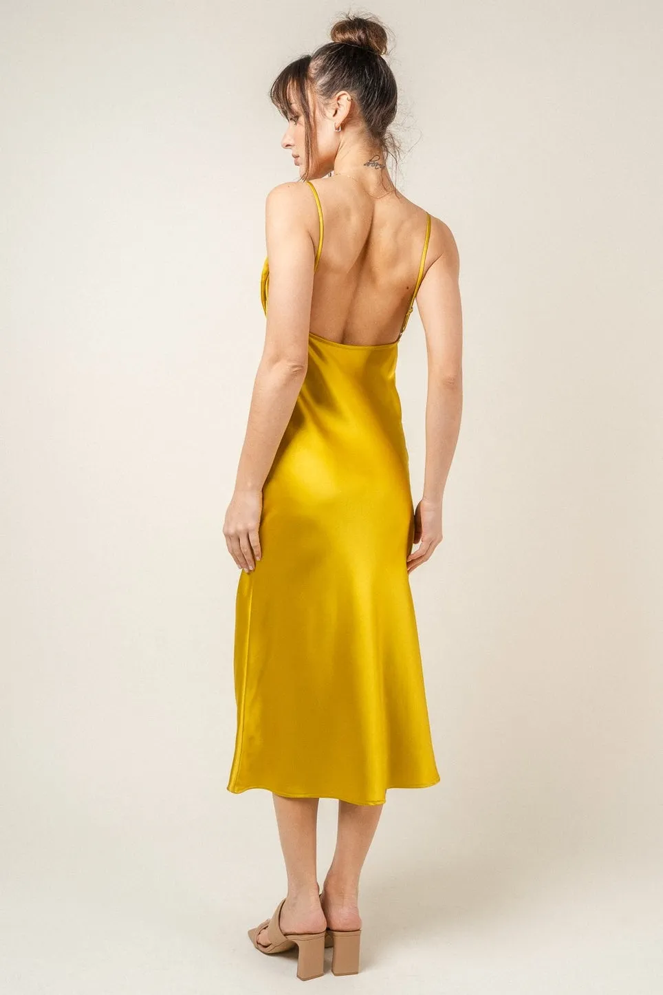 Fore Bow Front Saffron Midi Dress