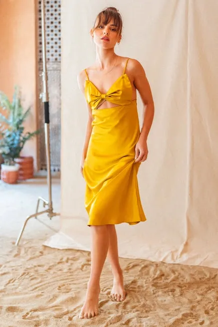 Fore Bow Front Saffron Midi Dress