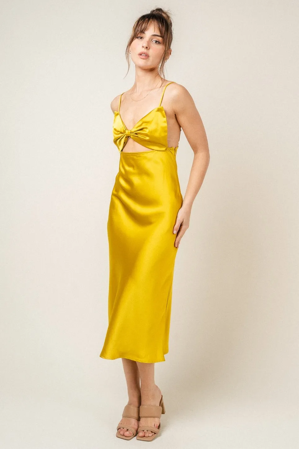 Fore Bow Front Saffron Midi Dress