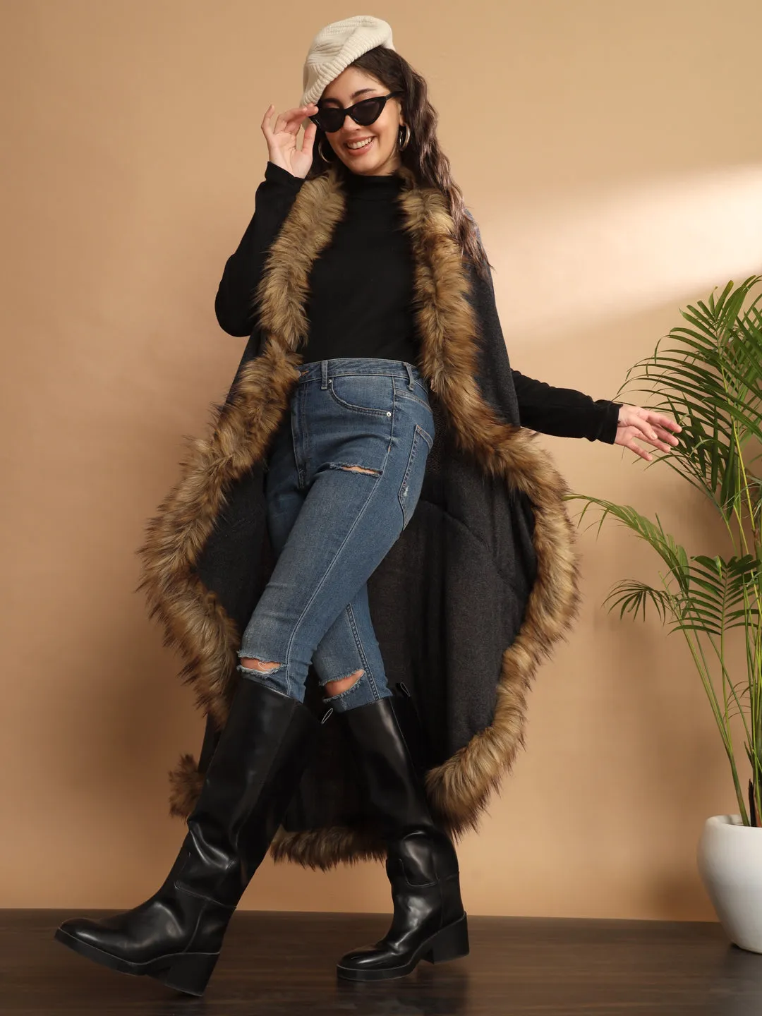 Fur Cape, Fur Jacket, Fur Coat, Fur Shawl-all in one Free Size Fur Wrap