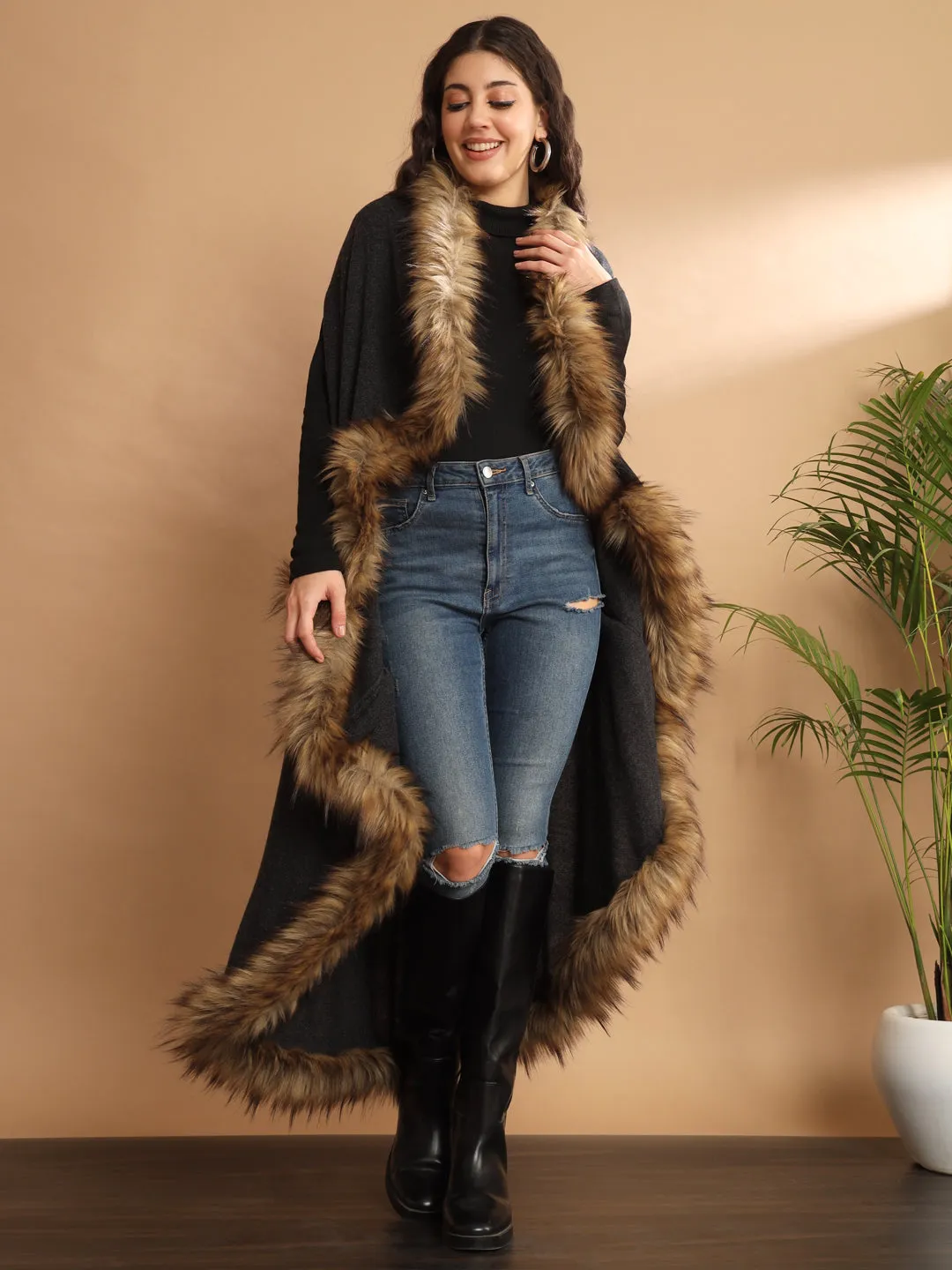 Fur Cape, Fur Jacket, Fur Coat, Fur Shawl-all in one Free Size Fur Wrap