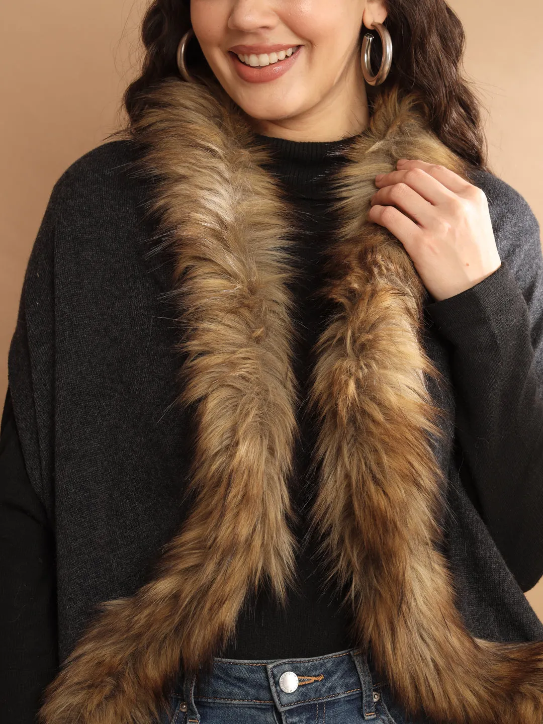 Fur Cape, Fur Jacket, Fur Coat, Fur Shawl-all in one Free Size Fur Wrap