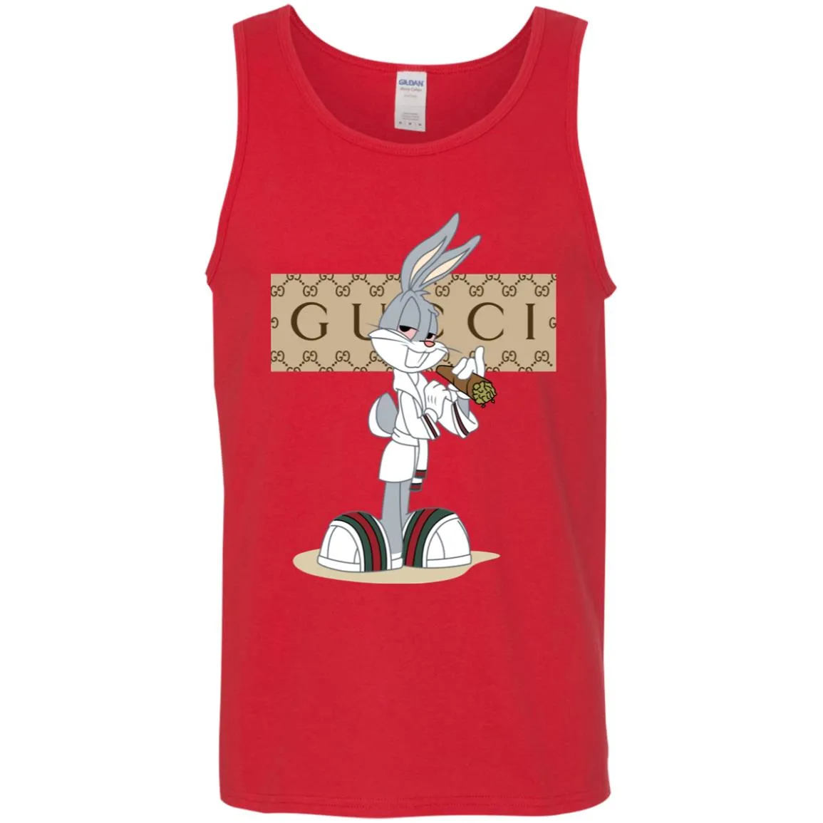 Gucci Rabbit Smoking Funny T-shirt Men Cotton Tank