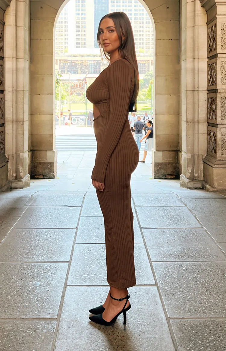 Hailey Cut Out Midi Brown