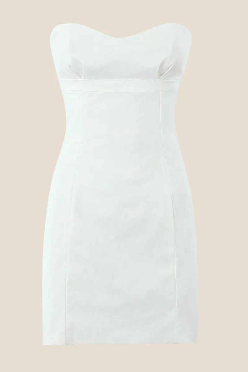 High Waist White Bodycon Short Homecoming Dress