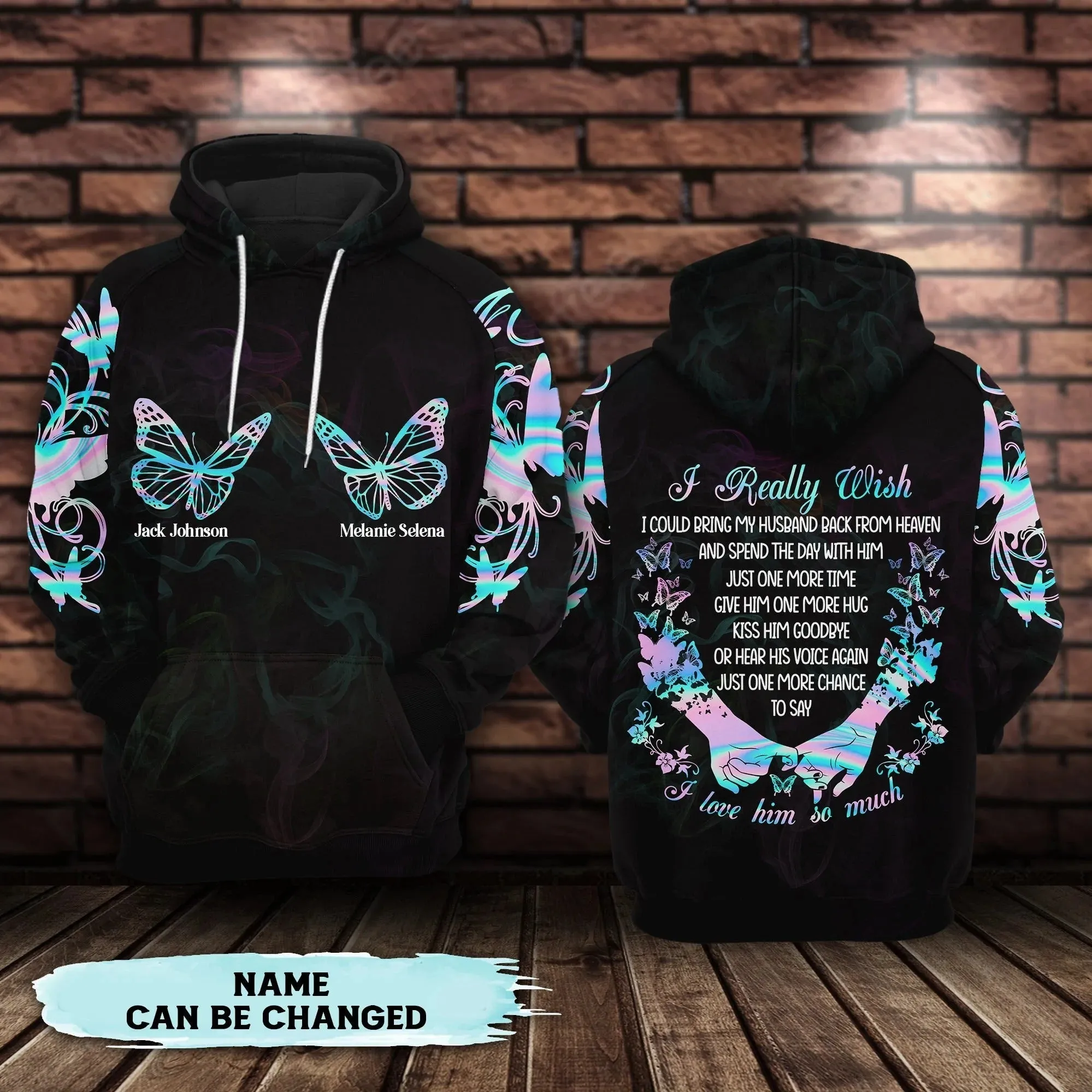 I Really Wish Bring My Husband Back From Heaven - Personalized All Over Print Hoodie, Gift for Husband from Heaven