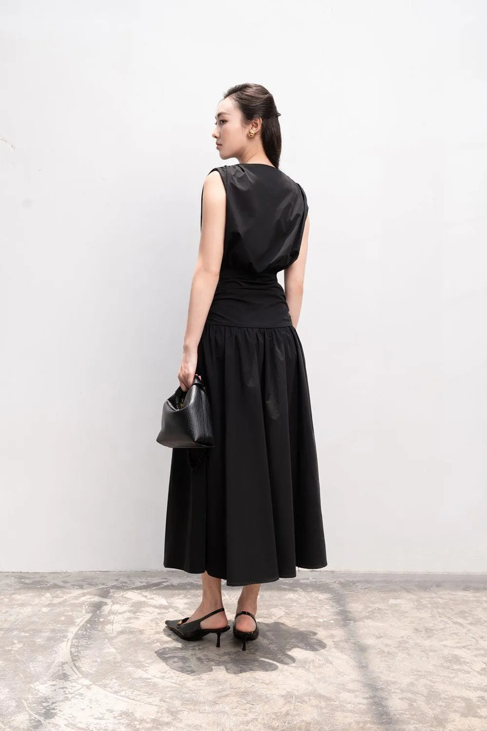 Imogen A-line V-Neck Silk Midi Dress