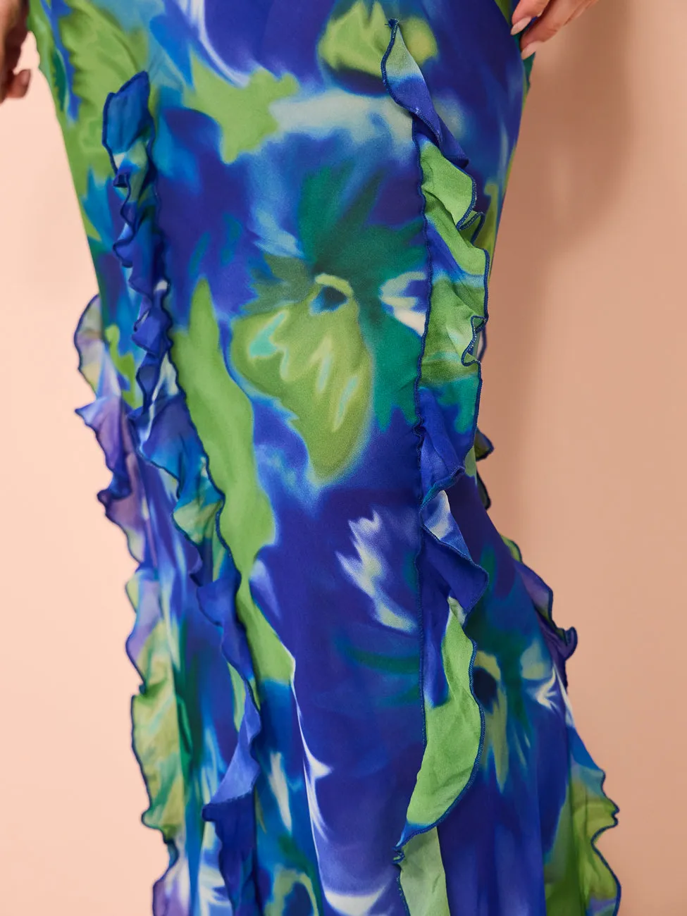 Isabelle Quinn Kyra Ruffle Maxi Dress in Pacific Pansie