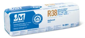 Johns Manville 90007902 Unfaced R-38 Fiberglass Insulation Batt, 16" x 48"