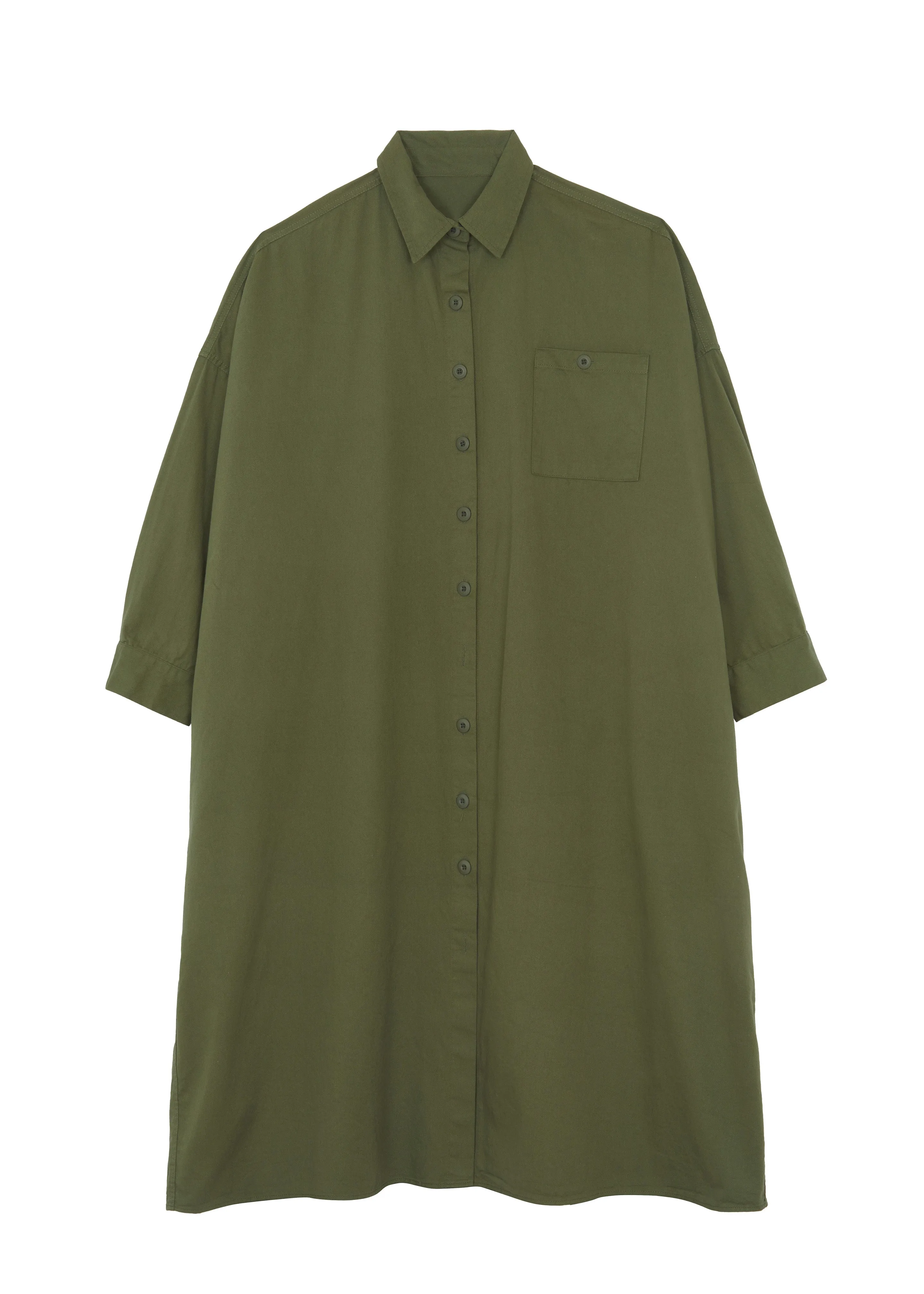 Kason Oversized Shirt Dress - Dark Olive
