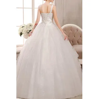 Ketty More Women One Shoulder Slim Waist Flower Waist Wedding Dress-KMWDC2772