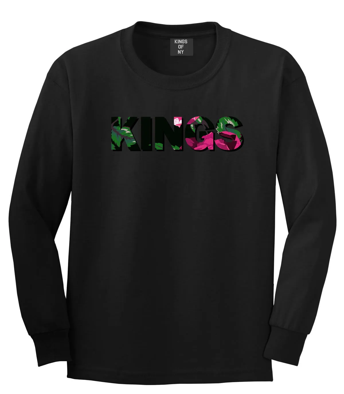 Kings Floral Print Pattern Long Sleeve T-Shirt