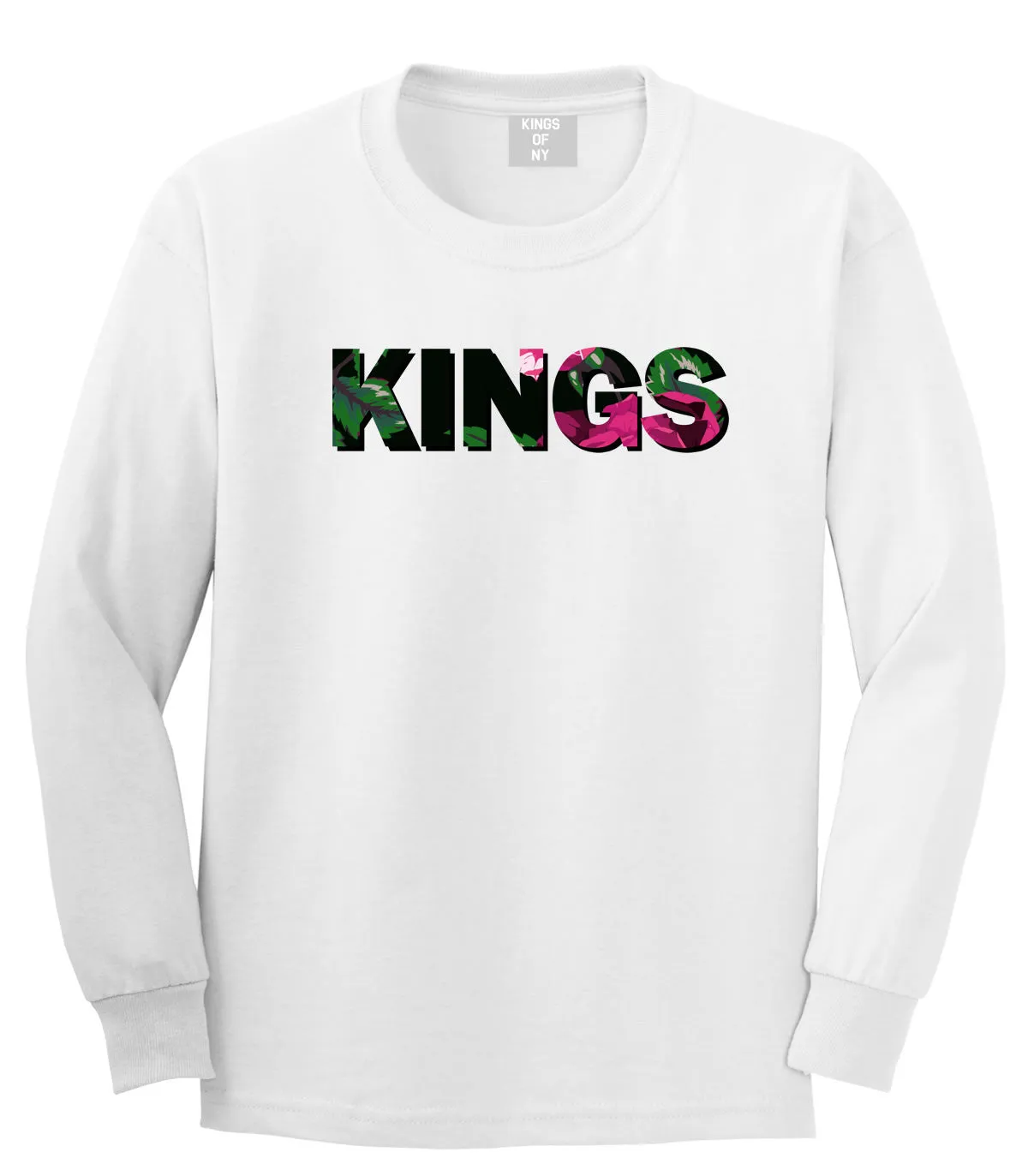 Kings Floral Print Pattern Long Sleeve T-Shirt