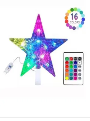 LED Christmas 2025 Tree Top Star | Light-Up Five-Pointed Star Decoration | Festive Xmas Tree Topper with Lights for Holiday Deco