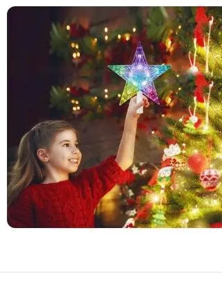 LED Christmas 2025 Tree Top Star | Light-Up Five-Pointed Star Decoration | Festive Xmas Tree Topper with Lights for Holiday Deco