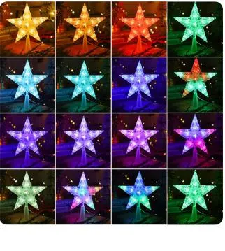 LED Christmas 2025 Tree Top Star | Light-Up Five-Pointed Star Decoration | Festive Xmas Tree Topper with Lights for Holiday Deco