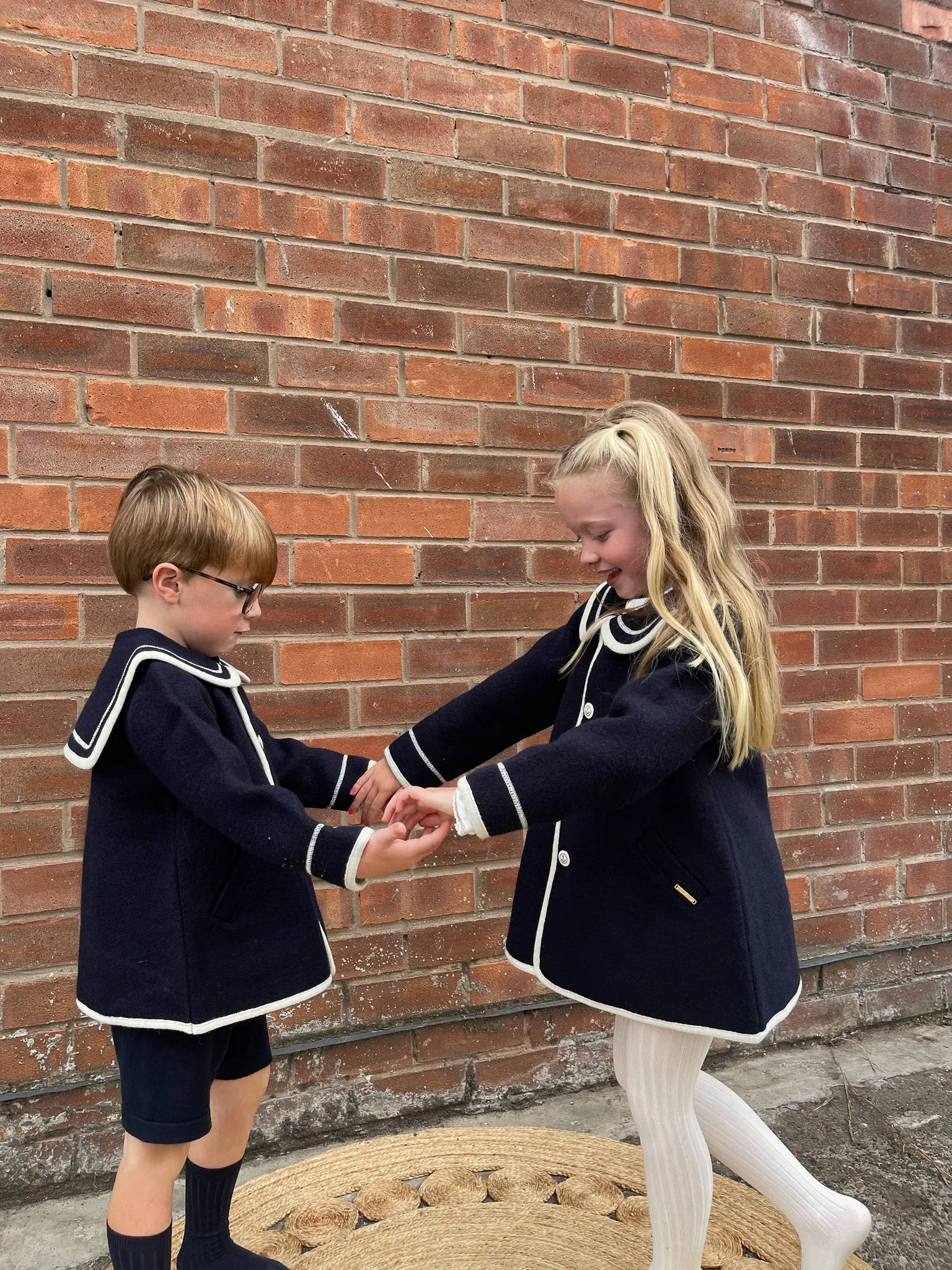 Marae Navy Merino Wool Sailor Coat