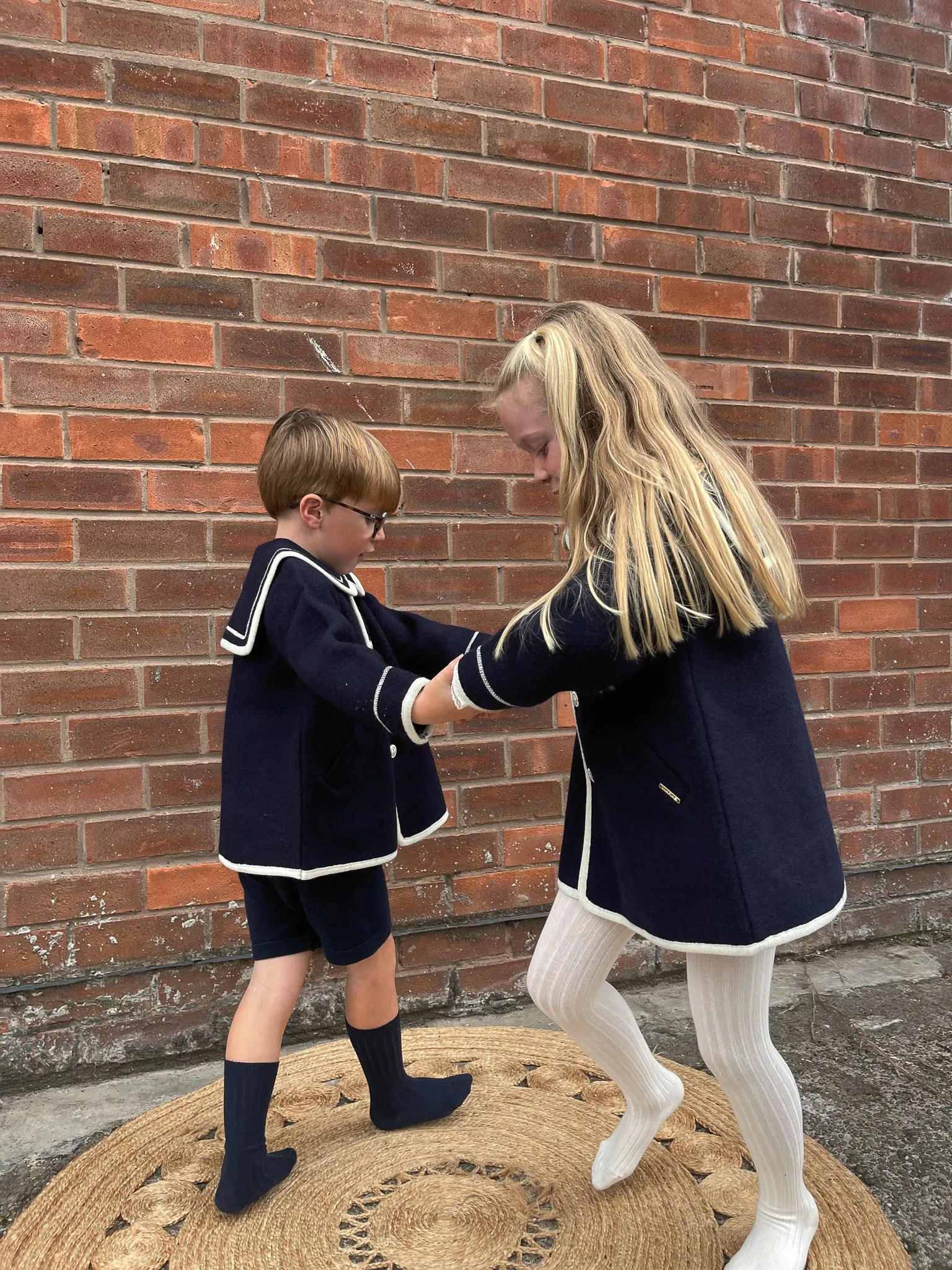 Marae Navy Merino Wool Sailor Coat