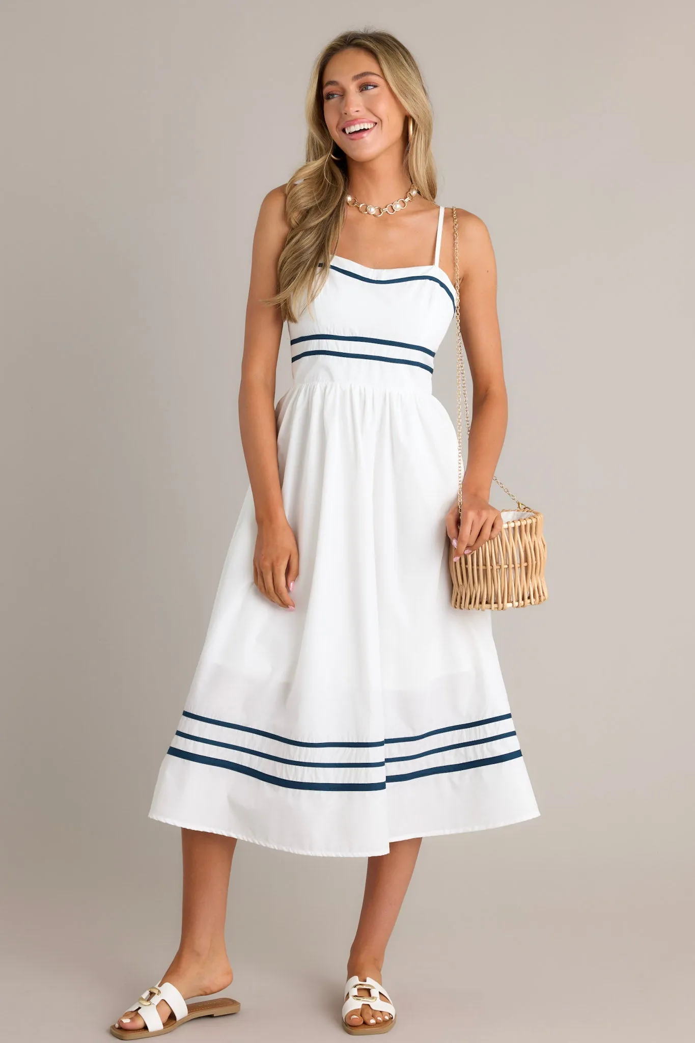 Maritime Majesty Ivory Midi Dress