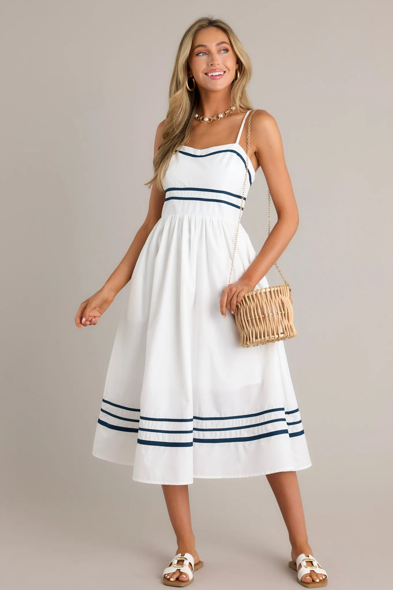 Maritime Majesty Ivory Midi Dress
