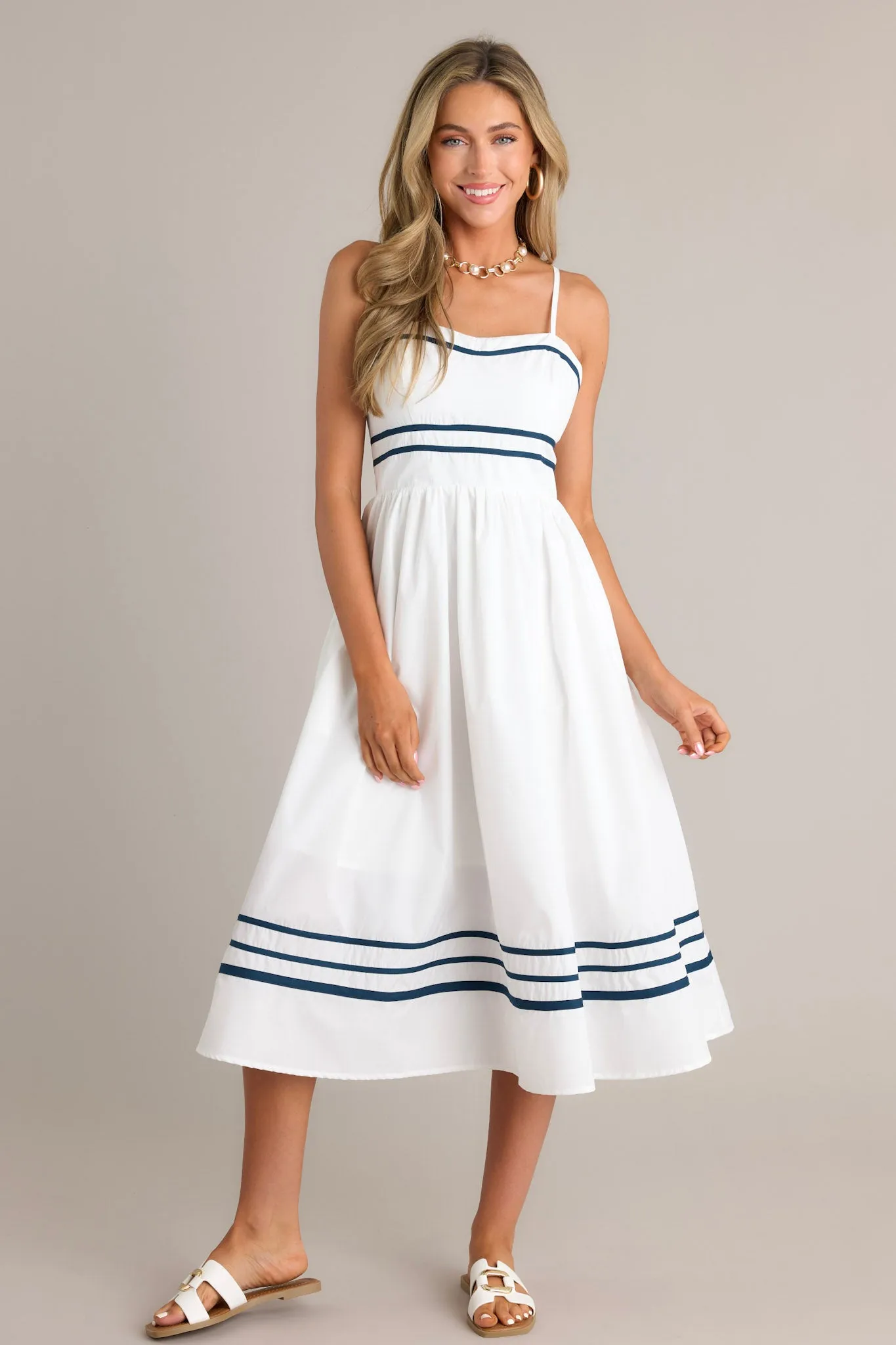 Maritime Majesty Ivory Midi Dress