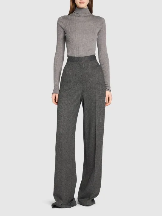 Max Mara   Angora wool blend jacquard wide pants 