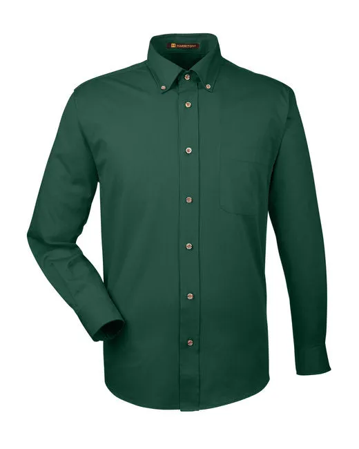 Men's Long-Sleeve Twill Shirt with Stain-Release