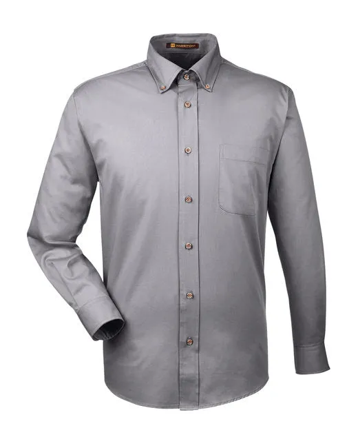 Men's Long-Sleeve Twill Shirt with Stain-Release