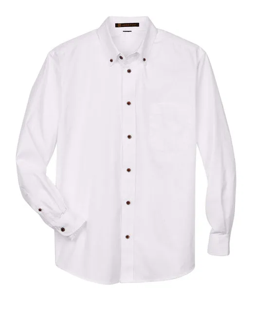 Men's Long-Sleeve Twill Shirt with Stain-Release