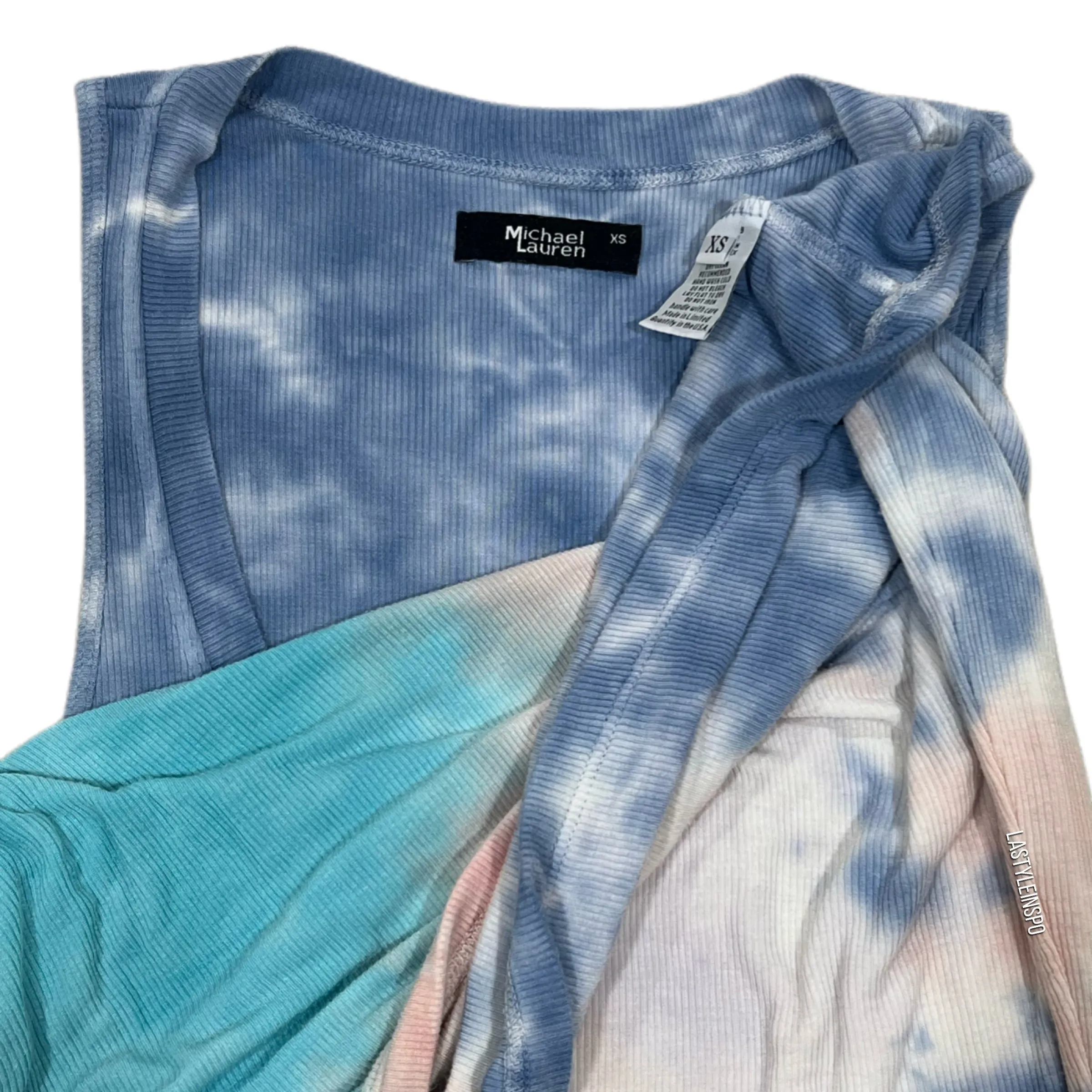 Michael Lauren Tie Dye Mini Dress in Blue, Light Pink and Turquoise Size XS