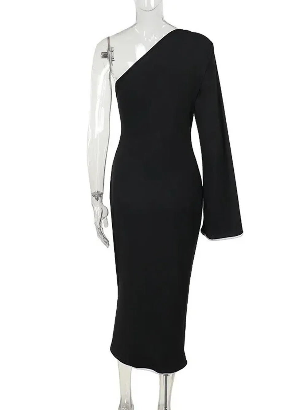 Nora One Sleeve Backless Midi Dress
