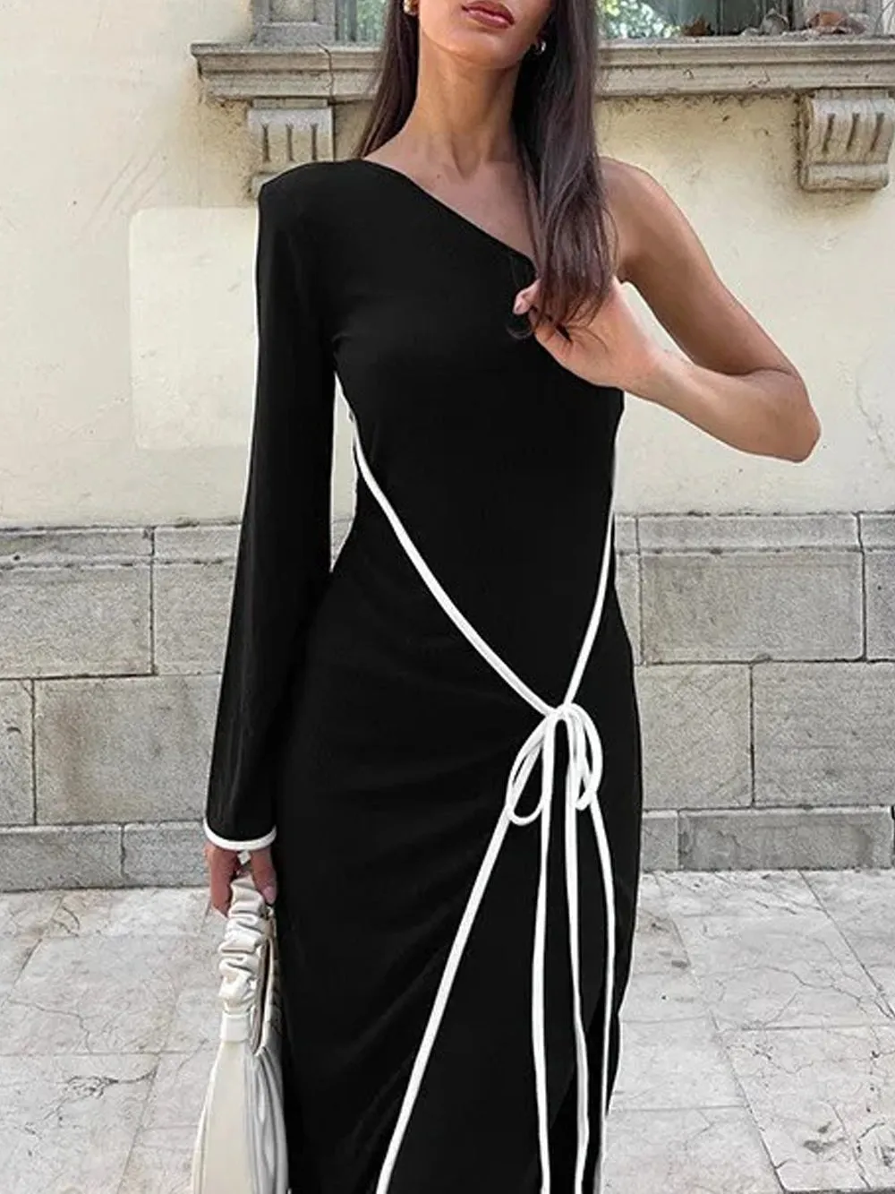 Nora One Sleeve Backless Midi Dress