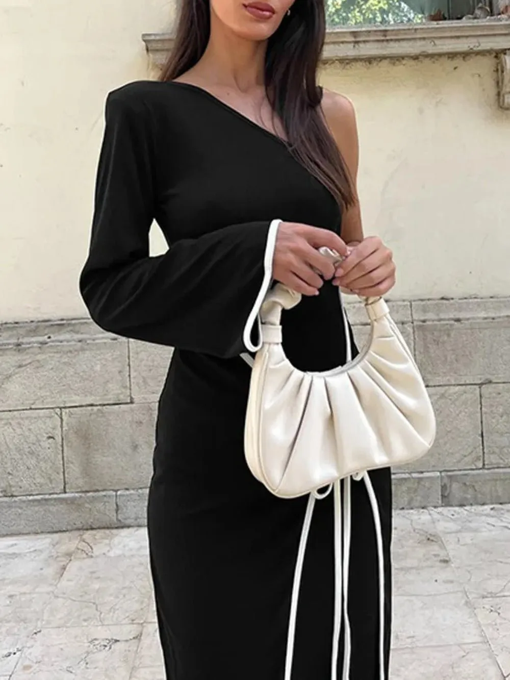 Nora One Sleeve Backless Midi Dress