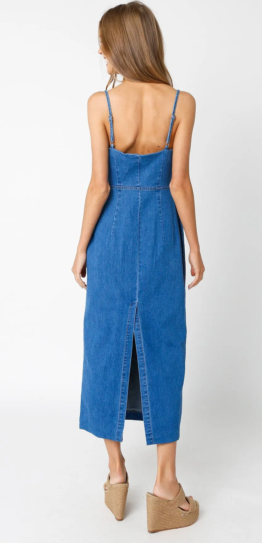 Olivaceous  Madelyn Denim Midi Dress