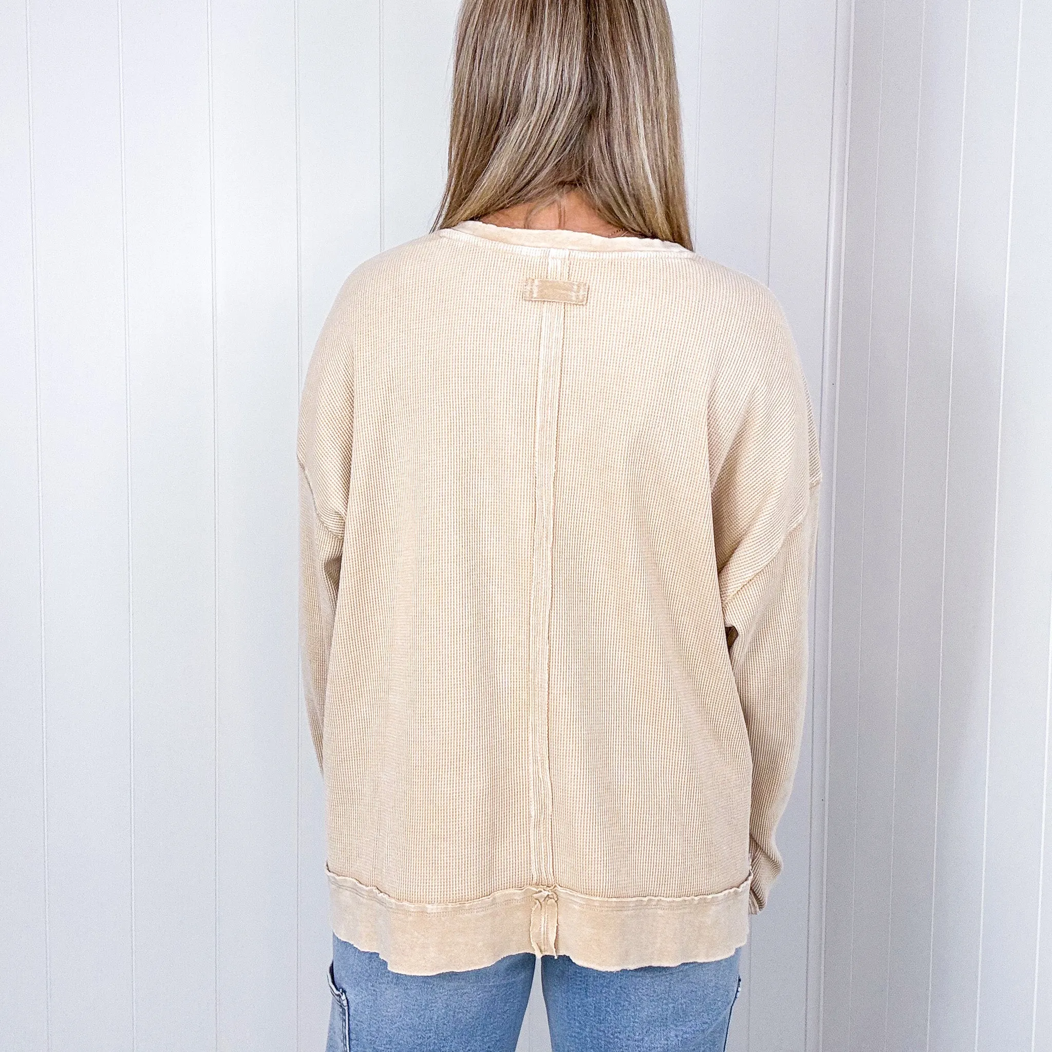 On the Comfortable Side Thermal Knit Mineral Washed Long Sleeve Top in 3 Colors