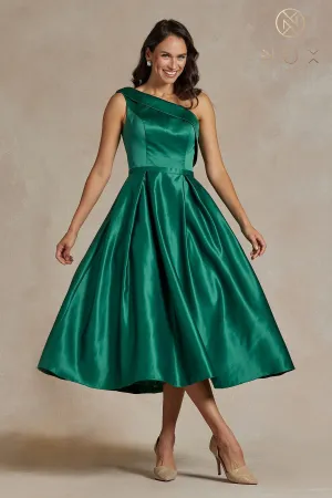 One Shoulder Satin Open Back Midi Evening & Prom Dress NXJE931 Sale