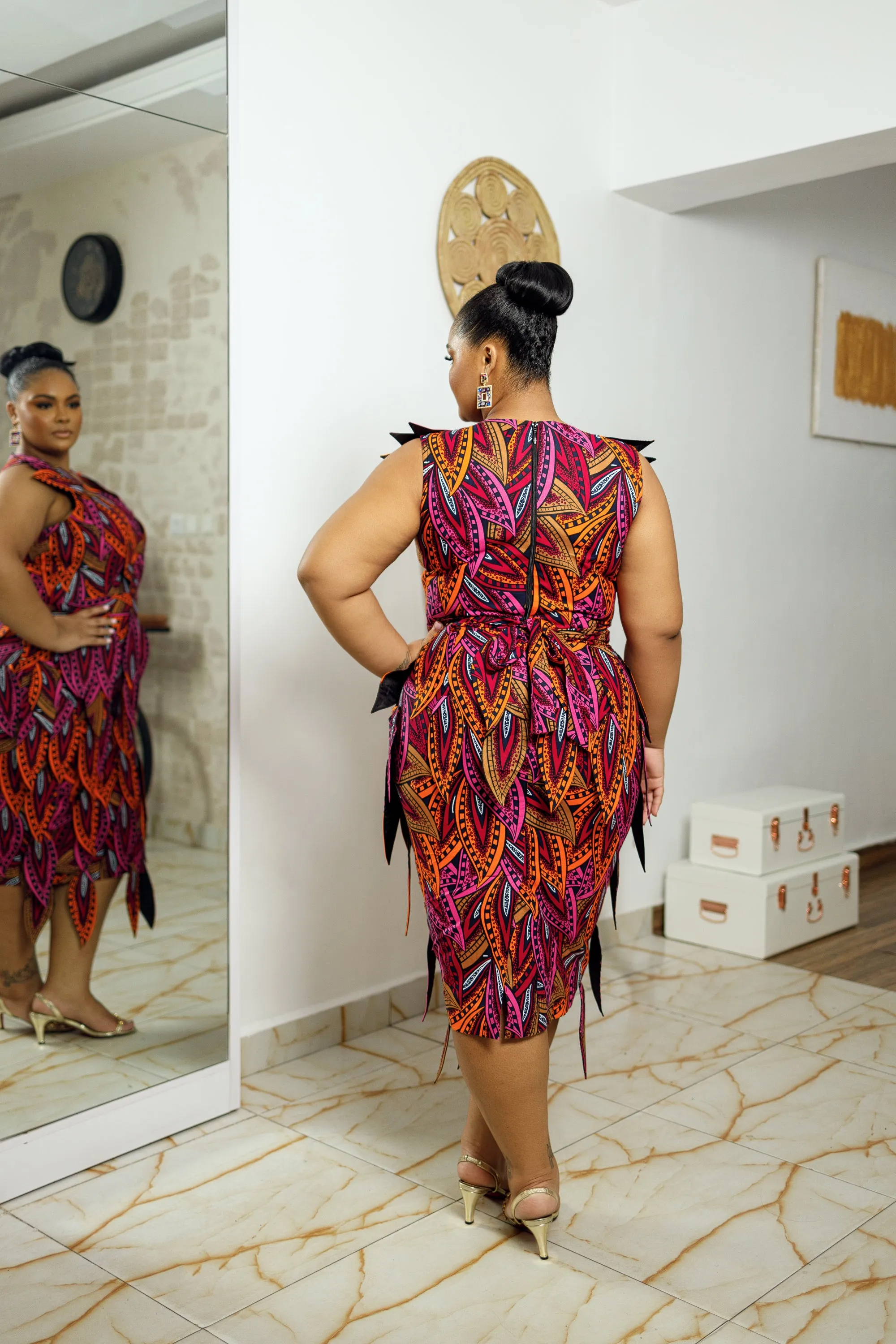 ONOME AFRICAN PRINT MIDI DRESS