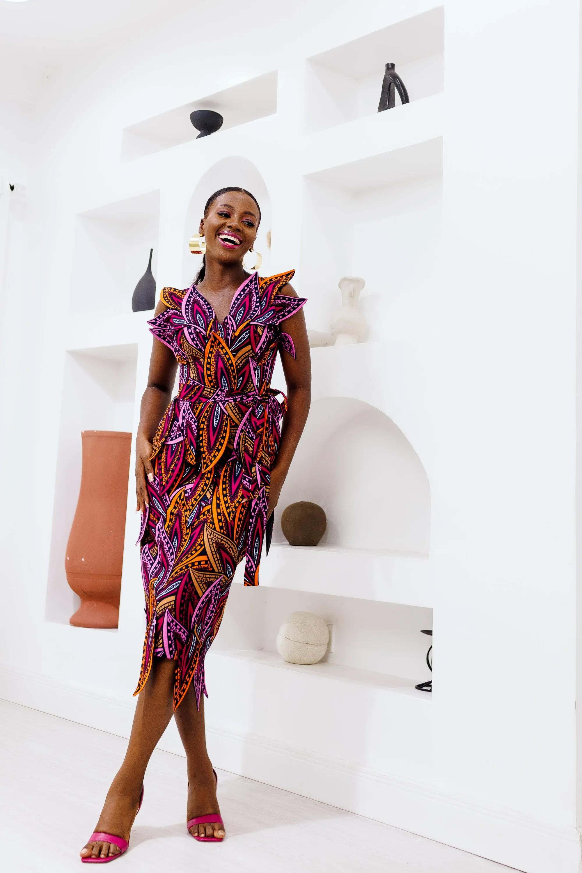 ONOME AFRICAN PRINT MIDI DRESS