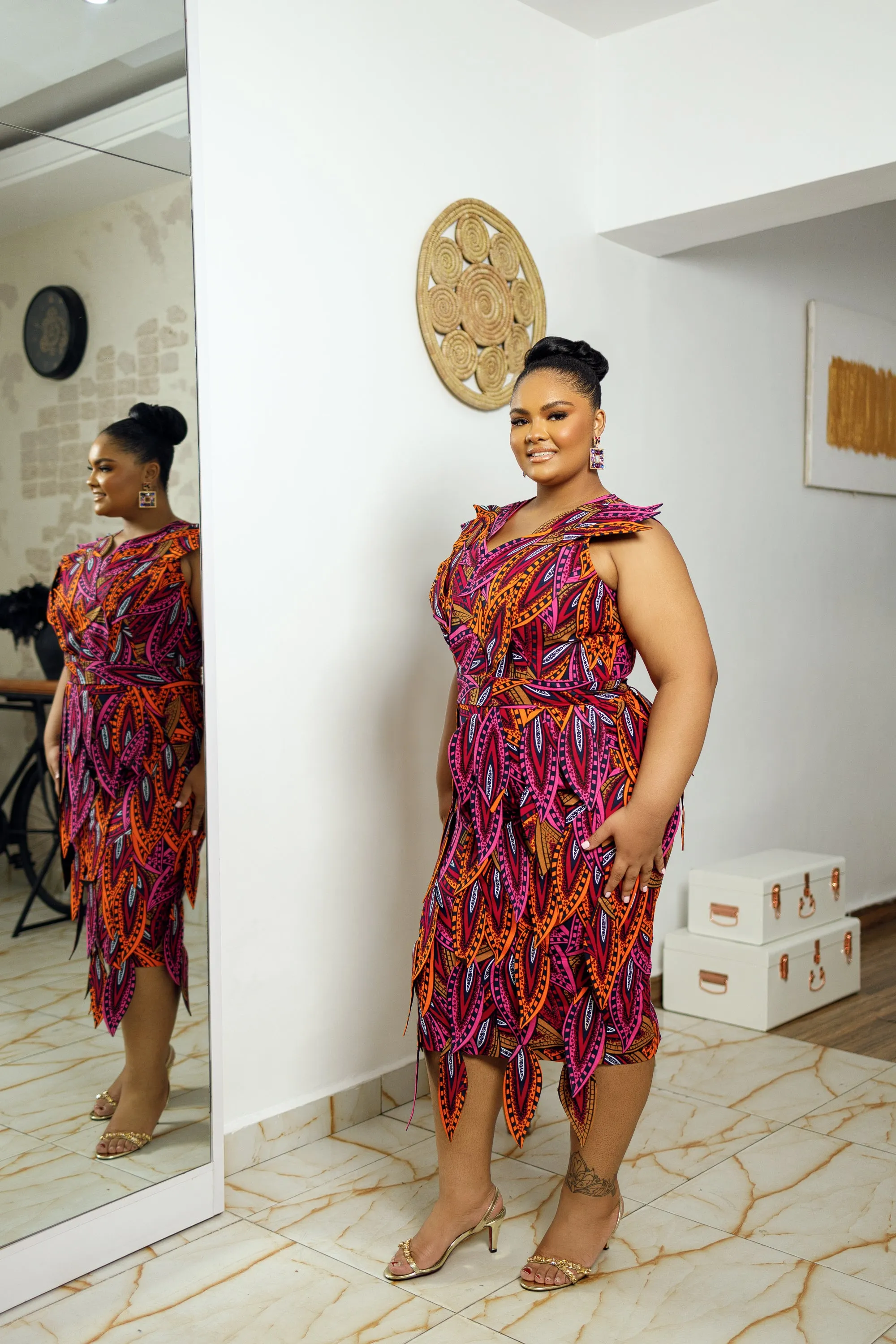ONOME AFRICAN PRINT MIDI DRESS
