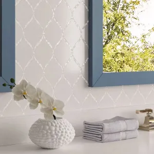 Pearl Chic White Marble & Mother Of Pearl Waterjet Mosaic Tile
