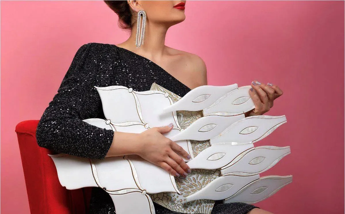 Pearl Chic White Marble & Mother Of Pearl Waterjet Mosaic Tile