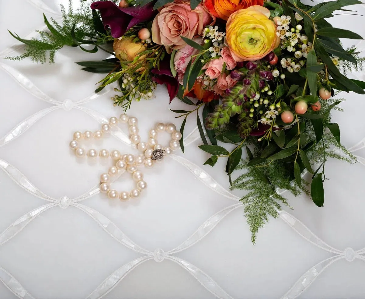 Pearl Chic White Marble & Mother Of Pearl Waterjet Mosaic Tile