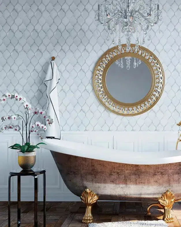 Pearl Chic White Marble & Mother Of Pearl Waterjet Mosaic Tile