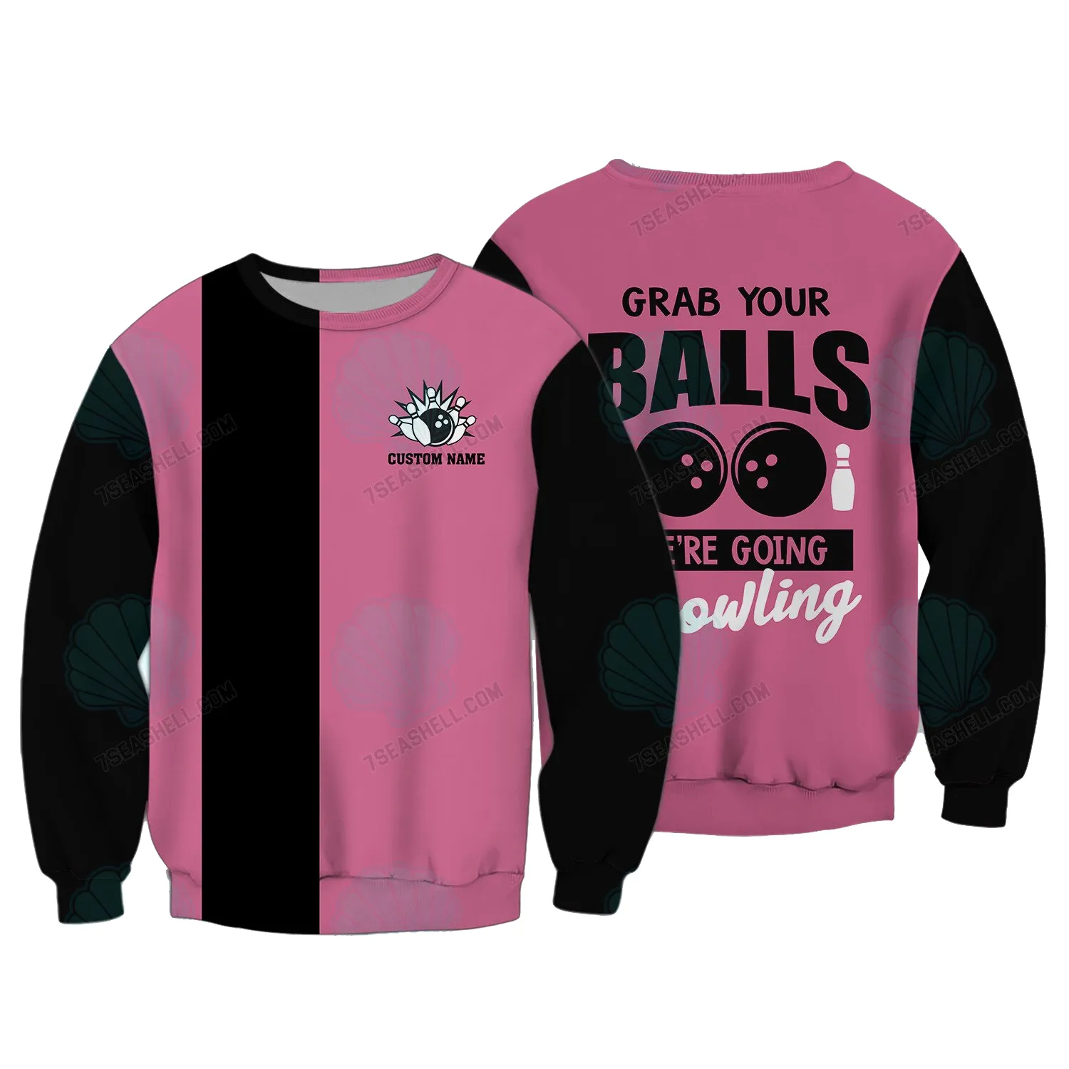 Personalized 3D Funny Grab Your Balls Bowling Shirts for Women, Custom Bowling Team Shirts for Women