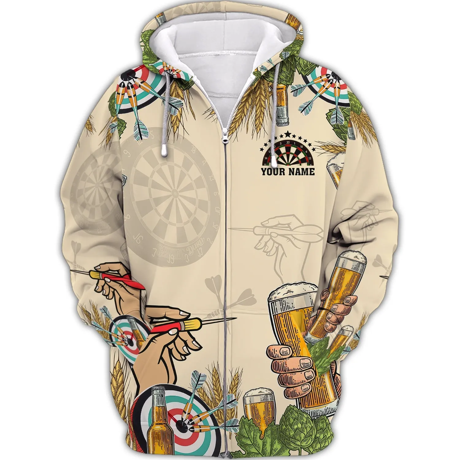 Personalized Name Darts And Beer, That's Why I'm Here 3D Printed Sweatshirt Christmas Shirts