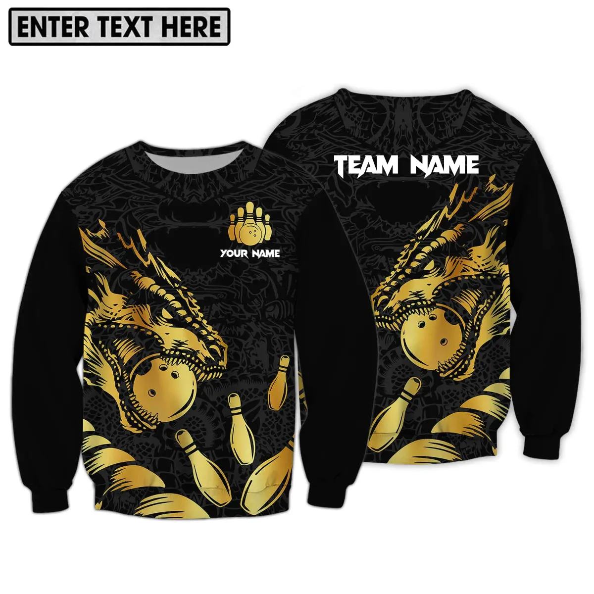 Personalized Name Golden Dragon Bowling 3D Sweatshirt Hoodie, Idea Gift for Bowling Lovers