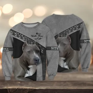 Pitbull Love Multicolor Never Walk Alone 3D Full Print Shirts, Sweatshirt for Dog Lovers Christmas
