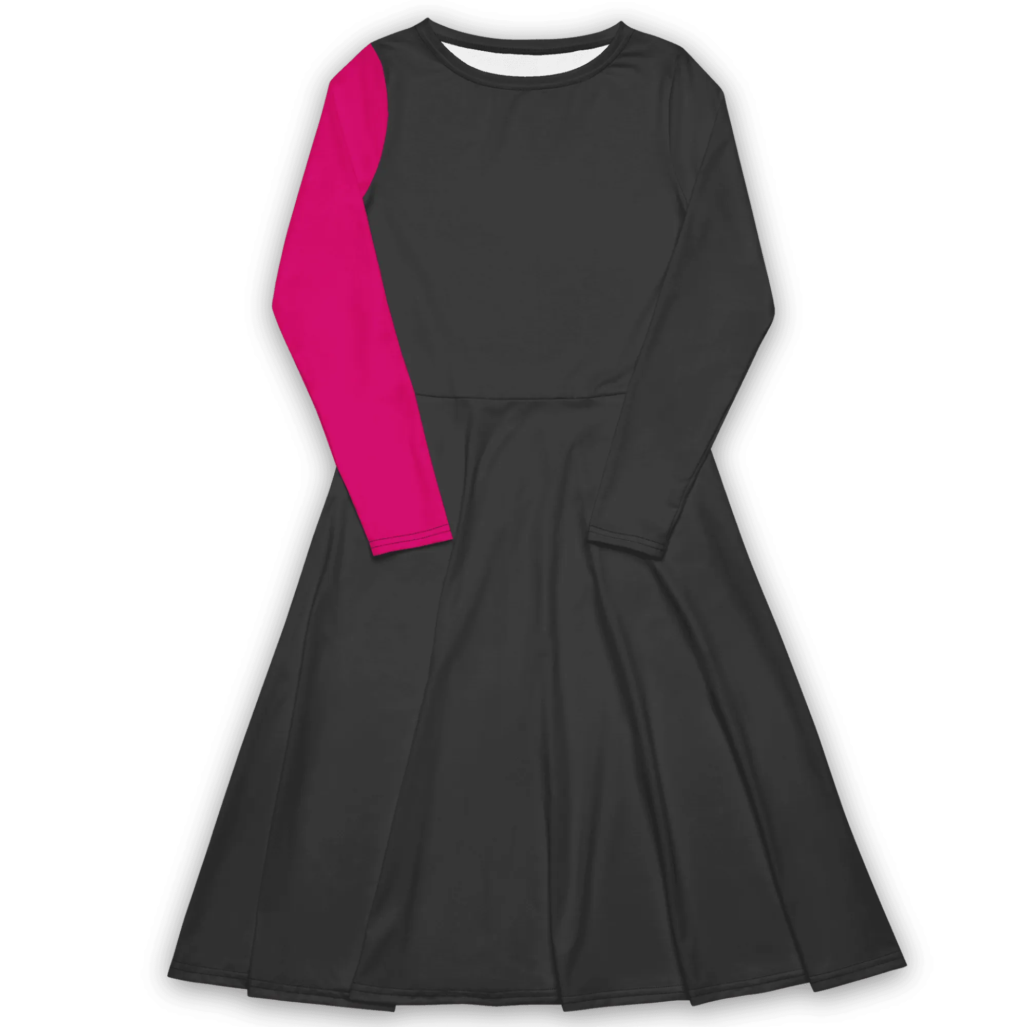 'Polychromatic' Long Sleeve Midi Dress